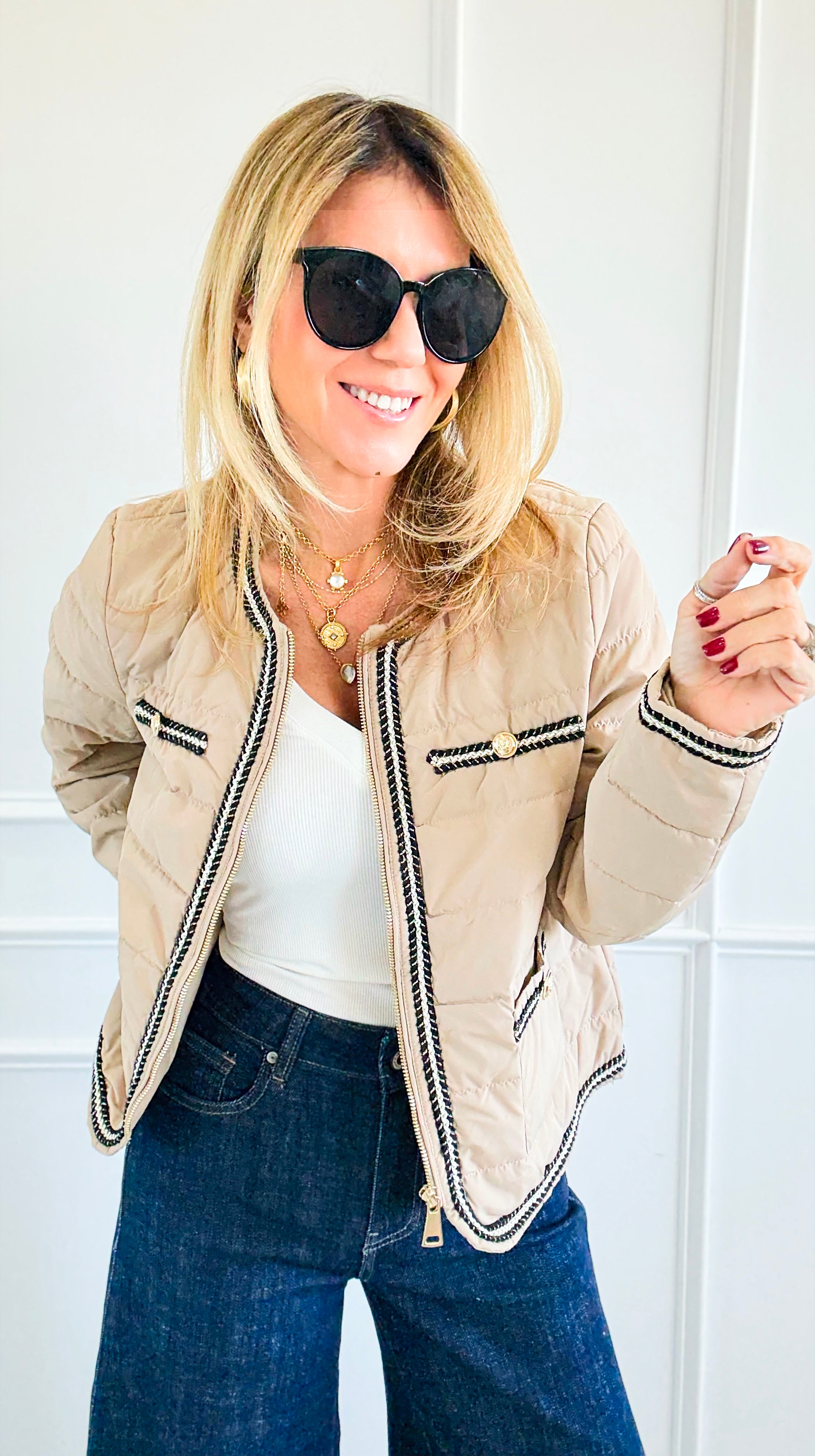 Braided Bliss Jacket-Beige-160 Jackets-V SKY-Coastal Bloom Boutique, find the trendiest versions of the popular styles and looks Located in Indialantic, FL