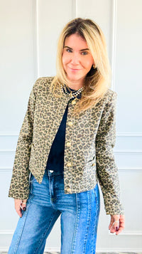 Leopard Printed Cropped Jacket