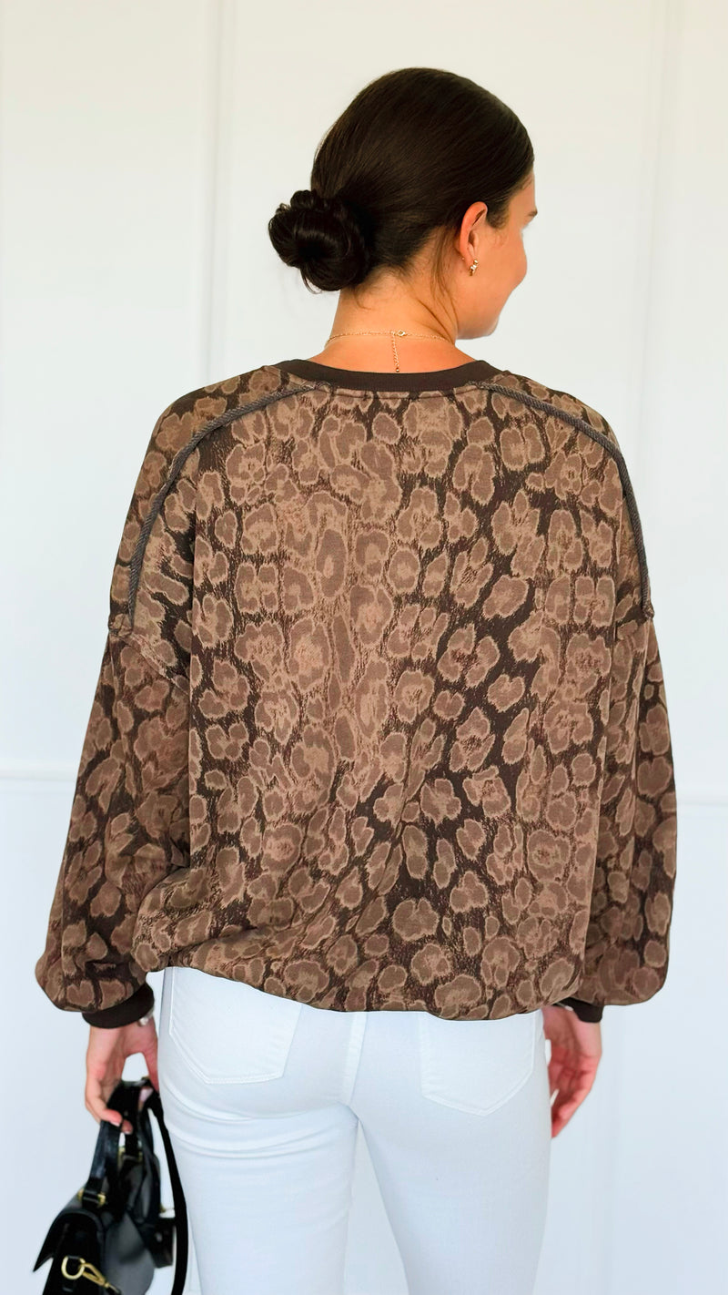 Paw Prism Italian Sweatshirt-Espresso-130 Long Sleeve Tops-Italianissimo-Coastal Bloom Boutique, find the trendiest versions of the popular styles and looks Located in Indialantic, FL