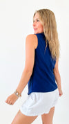 Twilight Sculpted Tank Top - Navy-100 Sleeveless Tops-ARYEH-Coastal Bloom Boutique, find the trendiest versions of the popular styles and looks Located in Indialantic, FL