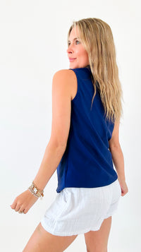 Twilight Sculpted Tank Top - Navy-100 Sleeveless Tops-ARYEH-Coastal Bloom Boutique, find the trendiest versions of the popular styles and looks Located in Indialantic, FL