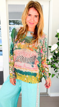 The Zebra In Bloom St Tropez Italian Knit Sweater