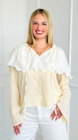 Storybook Scallop Eyelet Cape Blouse