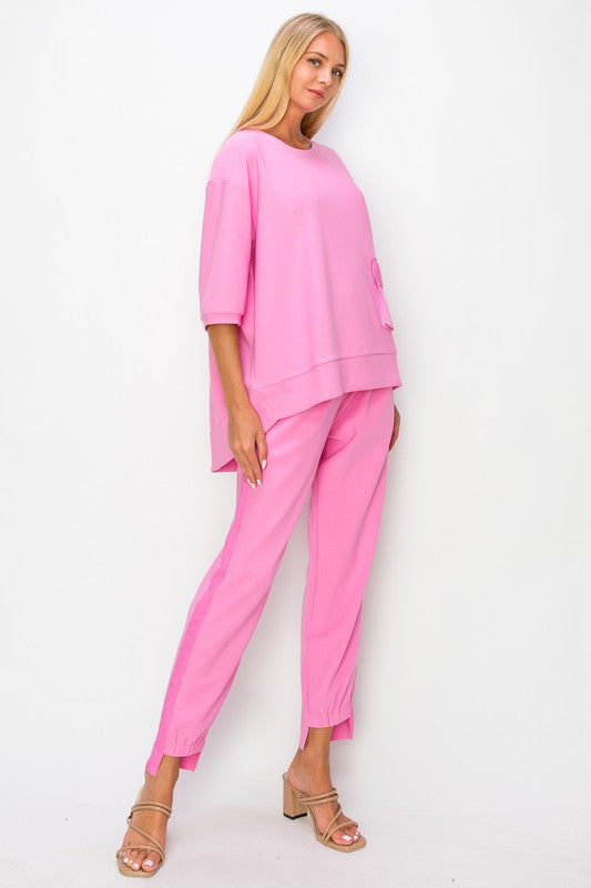 Santorini By Night High Low Top - Barbie Pink-130 Long Sleeve Tops-Joh Apparel-Coastal Bloom Boutique, find the trendiest versions of the popular styles and looks Located in Indialantic, FL