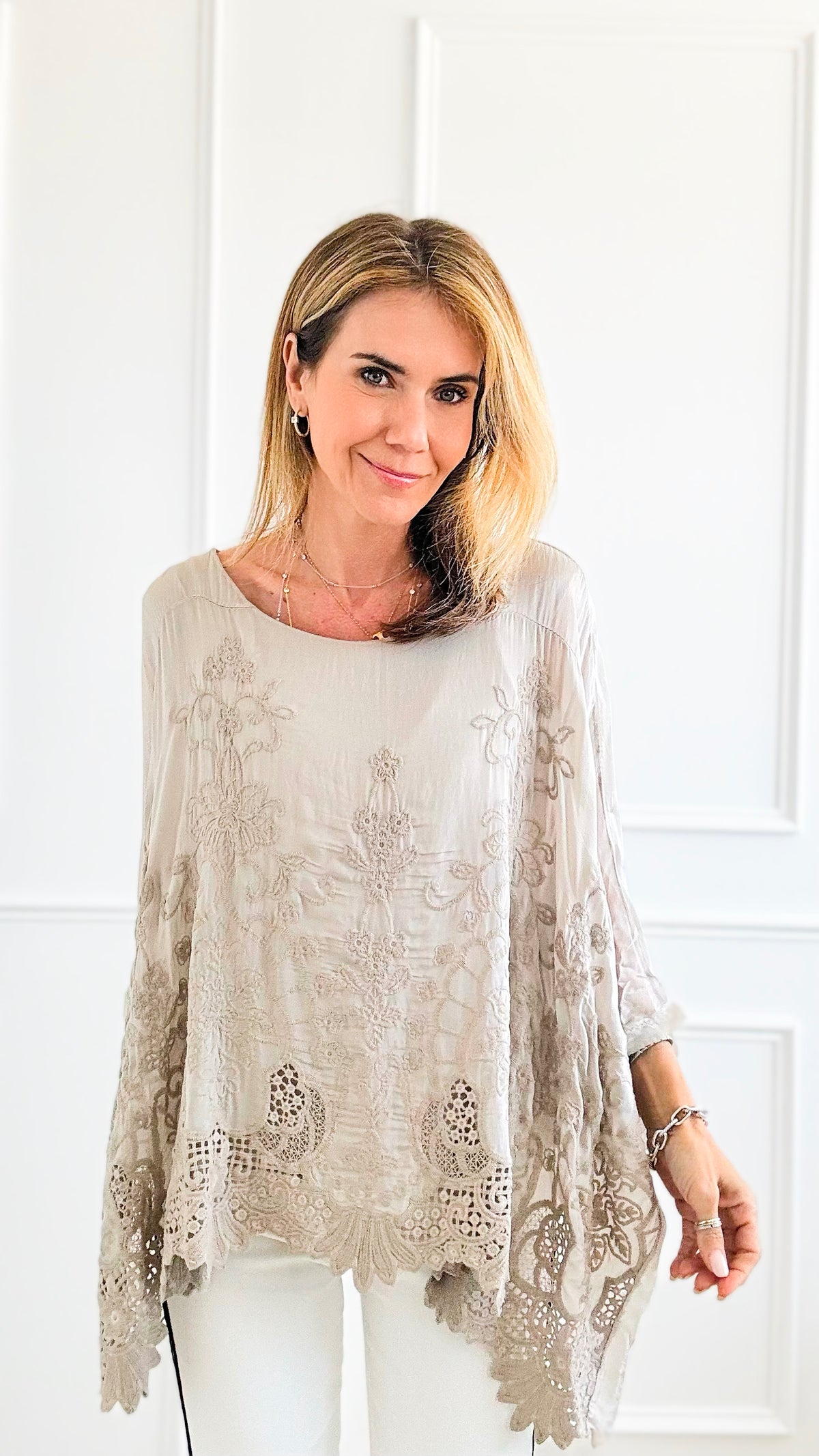 Dreamy Mirage Italian Blouse - Beige-170 Bottoms-Tempo-Coastal Bloom Boutique, find the trendiest versions of the popular styles and looks Located in Indialantic, FL