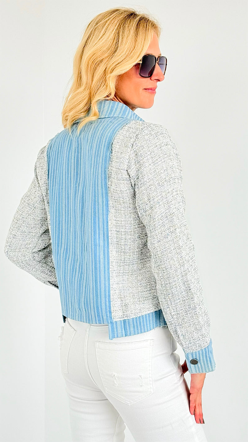 Blue Breeze Patchwork Jacket-160 Jackets-mystree-Coastal Bloom Boutique, find the trendiest versions of the popular styles and looks Located in Indialantic, FL