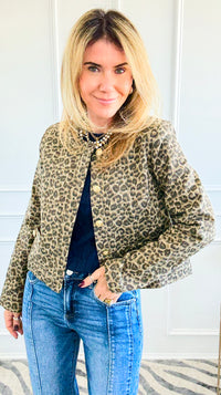 Leopard Printed Cropped Jacket