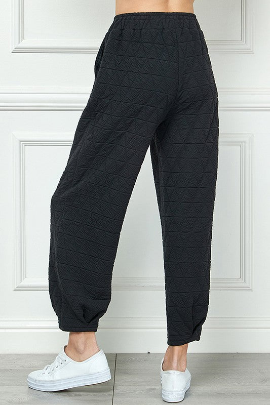 Quilted Long Tucked Pants - Black-170 Bottoms-See and Be Seen-Coastal Bloom Boutique, find the trendiest versions of the popular styles and looks Located in Indialantic, FL