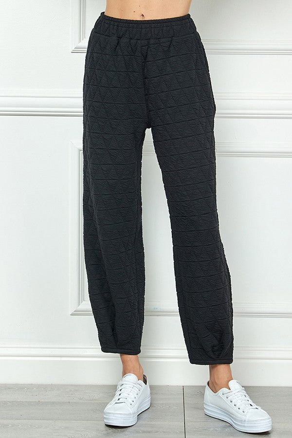 Taylor Quilted Long Sleeve Set - Black-210 Loungewear/Sets-See and Be Seen-Coastal Bloom Boutique, find the trendiest versions of the popular styles and looks Located in Indialantic, FL