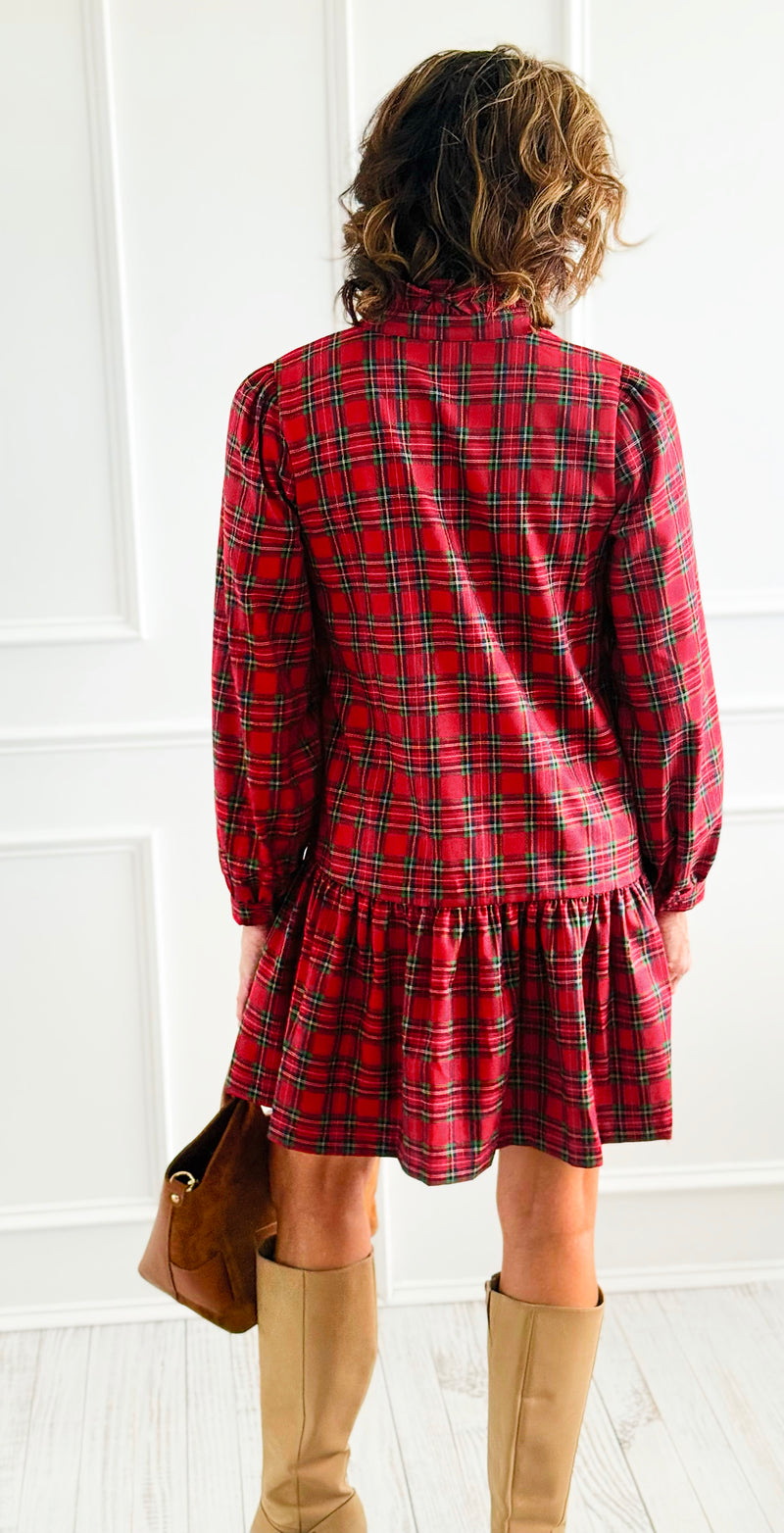 Holiday Charm Plaid Dress-200 Dresses/Jumpsuits/Rompers-JODIFL-Coastal Bloom Boutique, find the trendiest versions of the popular styles and looks Located in Indialantic, FL