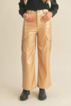Metallic Faux Leather Cargo Pants - Metallic Gold-170 Bottoms-&MERCI-Coastal Bloom Boutique, find the trendiest versions of the popular styles and looks Located in Indialantic, FL