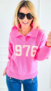 1976 Pink Sweater-140 Sweaters-Lovelo x GeeGee-Coastal Bloom Boutique, find the trendiest versions of the popular styles and looks Located in Indialantic, FL