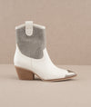 Metallic Tip Western Ankle Boot - White-250 Shoes-Oasis Society-Coastal Bloom Boutique, find the trendiest versions of the popular styles and looks Located in Indialantic, FL