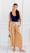 Calm Belted Italian Pant- Camel-100 Pants-LY PARIS-Coastal Bloom Boutique, find the trendiest versions of the popular styles and looks Located in Indialantic, FL