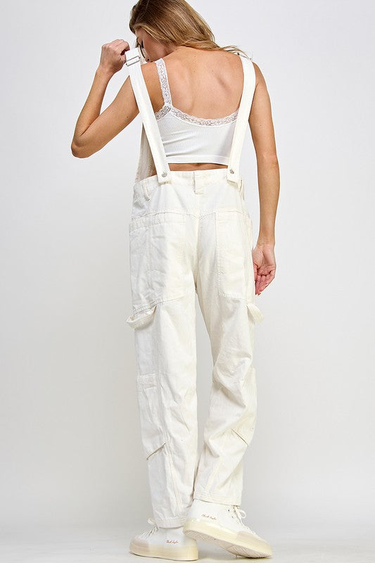 Carpenter Overalls - Ivory-200 Dresses/Jumpsuits/Rompers-MISS LOVE-Coastal Bloom Boutique, find the trendiest versions of the popular styles and looks Located in Indialantic, FL