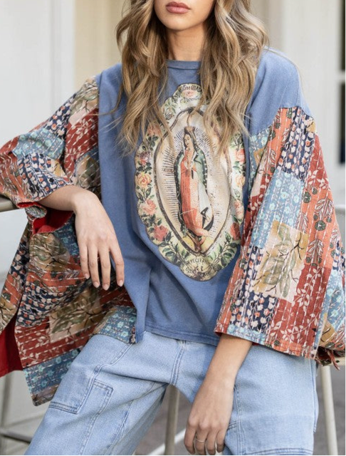 Sacred Kantha Oversized Poncho-150 Cardigans/Layers-Blue Velvet-Coastal Bloom Boutique, find the trendiest versions of the popular styles and looks Located in Indialantic, FL