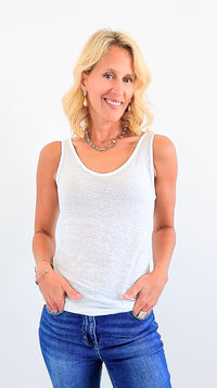 Double Take Scoop Neck Top - White-100 Sleeveless Tops-V6-Coastal Bloom Boutique, find the trendiest versions of the popular styles and looks Located in Indialantic, FL