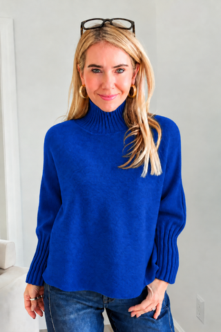 Break Free Long Sleeve Italian Sweater- Royal Blue