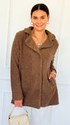 Cozy Up Sherpa Coat - Mocha-160 Jackets-26 International-Coastal Bloom Boutique, find the trendiest versions of the popular styles and looks Located in Indialantic, FL