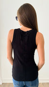 Ribbed Round Neck Tank Top - Black-100 Sleeveless Tops-Zenana-Coastal Bloom Boutique, find the trendiest versions of the popular styles and looks Located in Indialantic, FL