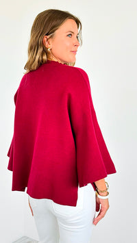 Bell Sleeve Sweater - Cabernet-140 Sweaters-Zenana-Coastal Bloom Boutique, find the trendiest versions of the popular styles and looks Located in Indialantic, FL