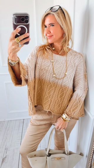 Sunset Layers Cable Knit- Beige