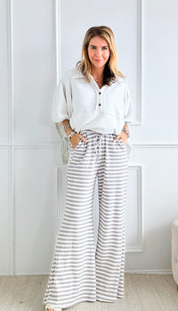 Striped Knit Palazzo Pants Grey-170 Bottoms-Anniewear-Coastal Bloom Boutique, find the trendiest versions of the popular styles and looks Located in Indialantic, FL