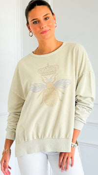CB Custom - The Royal Hive Sweatshirt-130 Long Sleeve Tops-Blu Pepper / Holly-Coastal Bloom Boutique, find the trendiest versions of the popular styles and looks Located in Indialantic, FL
