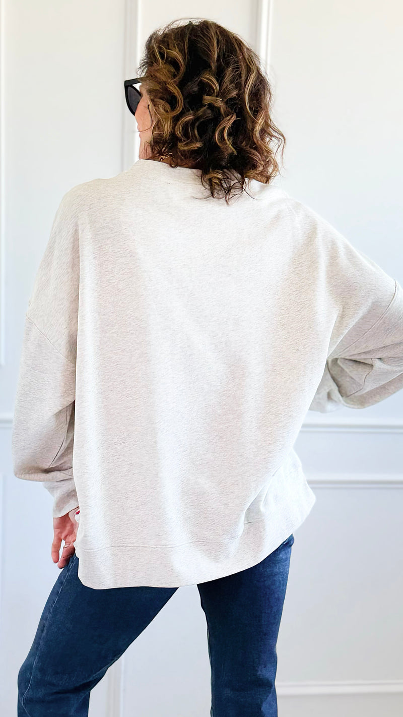 Word Play French Terry Sweatshirt-130 Long Sleeve Tops-White Birch-Coastal Bloom Boutique, find the trendiest versions of the popular styles and looks Located in Indialantic, FL