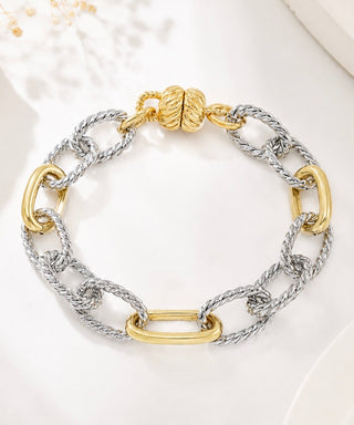 Two-Tone Oval Link Magnetic Bracelet
