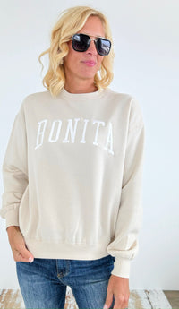 Bonita Relaxed Fleece Sweatshirt- cream-140 Sweaters-reflex-Coastal Bloom Boutique, find the trendiest versions of the popular styles and looks Located in Indialantic, FL