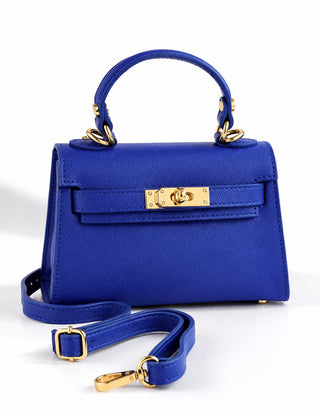 Italian Leather Capri Mini Bag- Blue Royal