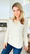 Soho Italian Boatneck Pullover - Ecru-140 Sweaters-Italianissimo-Coastal Bloom Boutique, find the trendiest versions of the popular styles and looks Located in Indialantic, FL