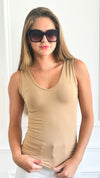 Crazy Beautiful V & Scoop Neck Braless Tank - Tan-220 Intimates-Elietian-Coastal Bloom Boutique, find the trendiest versions of the popular styles and looks Located in Indialantic, FL