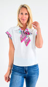 Park Avenue Silk-Trim Blouse-00 Sleevless Tops-PASTEL DESIGN-Coastal Bloom Boutique, find the trendiest versions of the popular styles and looks Located in Indialantic, FL