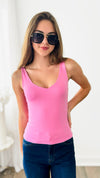 Premium V-Neck Tank Top - Candy Pink-100 Sleeveless Tops-Zenana-Coastal Bloom Boutique, find the trendiest versions of the popular styles and looks Located in Indialantic, FL