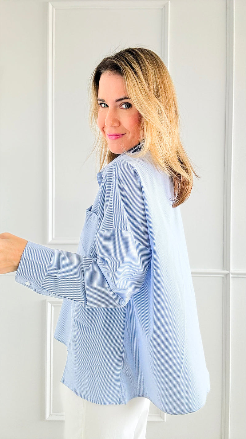 Breezy Mornings Button-Down Top - Light Blue-130 Long Sleeve Tops-Jodifl-Coastal Bloom Boutique, find the trendiest versions of the popular styles and looks Located in Indialantic, FL