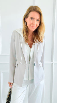 Veronica Cloud Hoodie Blazer-Sand-160 Jackets-Six/ Fifty-Coastal Bloom Boutique, find the trendiest versions of the popular styles and looks Located in Indialantic, FL