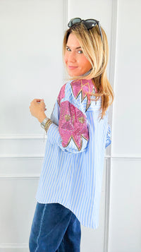 Pop Sequin Stripes Italian Blouse-110 Long Sleeve Tops-MAY MODA-Coastal Bloom Boutique, find the trendiest versions of the popular styles and looks Located in Indialantic, FL