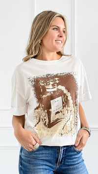 Pearls & Perfume Italian Tee-110 Short Sleeve Tops-Italianissimo-Coastal Bloom Boutique, find the trendiest versions of the popular styles and looks Located in Indialantic, FL