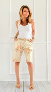 Golden Petals Belted Italian Short-170 Bottoms/Shorts-SEÑORITA C-Coastal Bloom Boutique, find the trendiest versions of the popular styles and looks Located in Indialantic, FL