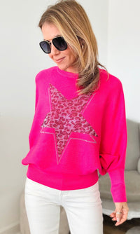 Spots & Stars Dolman Sleeve Sweater Top-130 Long Sleeve Tops-On Blue-Coastal Bloom Boutique, find the trendiest versions of the popular styles and looks Located in Indialantic, FL