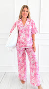 Print Pajama Set with Trim-210 Loungewear/Sets-Fantastic Fawn-Coastal Bloom Boutique, find the trendiest versions of the popular styles and looks Located in Indialantic, FL