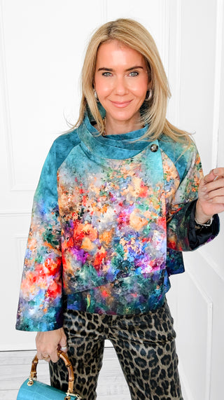 Painted Tide Italian On Edge Jacket- Turquoise