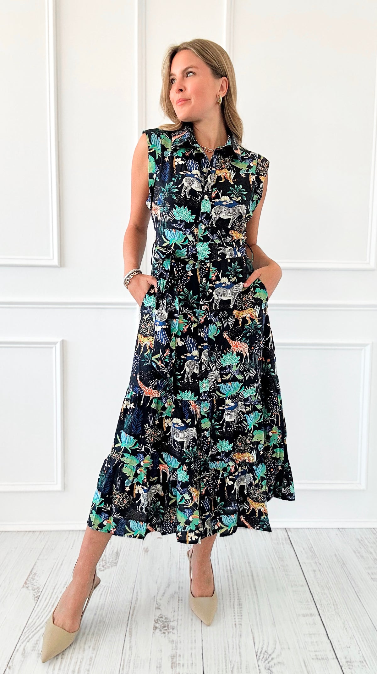 Button Down Safari Dress-200 Dresses/Jumpsuits/Rompers-Taelynn-Coastal Bloom Boutique, find the trendiest versions of the popular styles and looks Located in Indialantic, FL