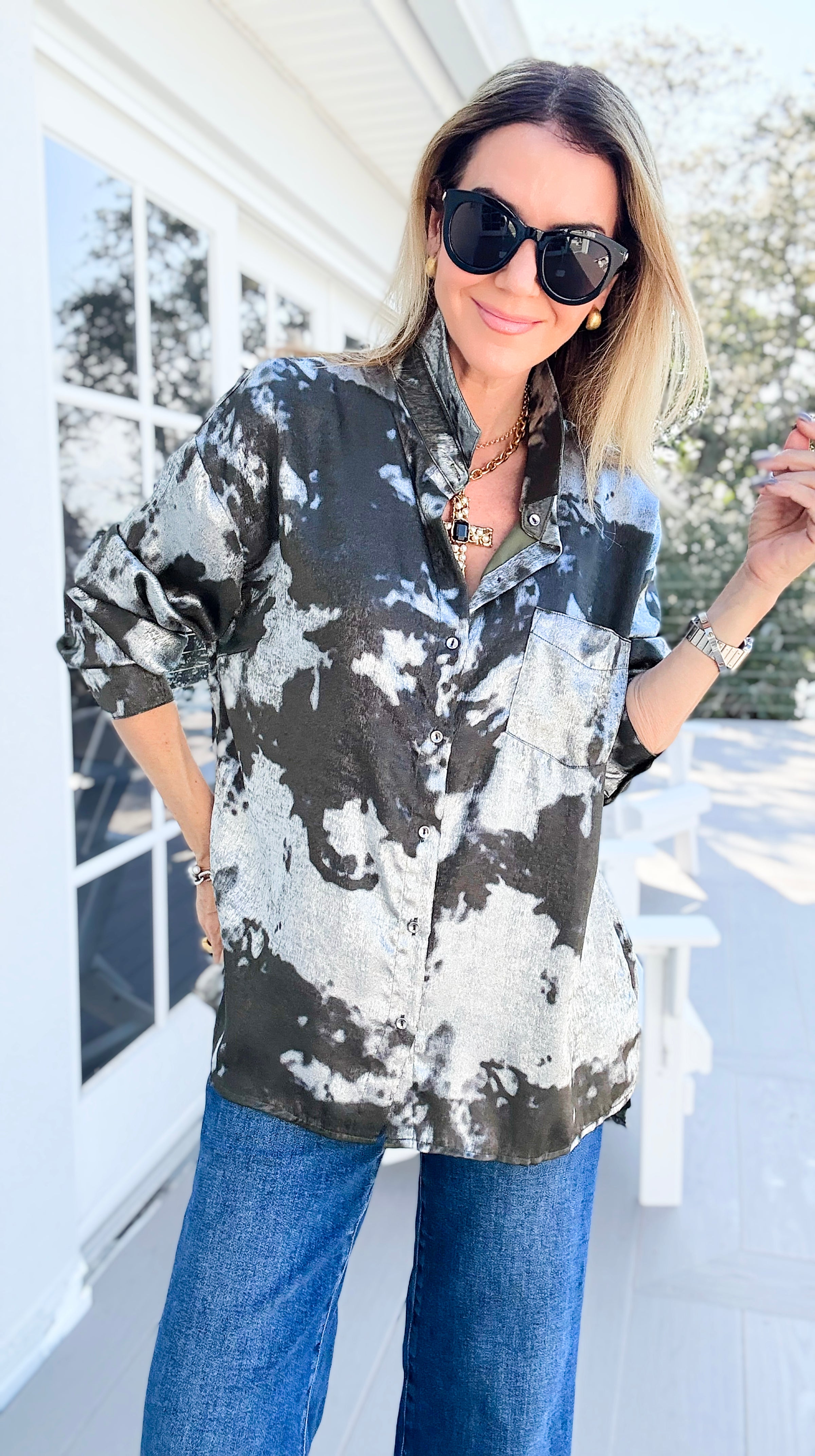 Shine Forward Shirt-110 Long Sleeve Tops-Umgee-Coastal Bloom Boutique, find the trendiest versions of the popular styles and looks Located in Indialantic, FL