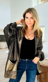 Mirrored Metallic Sugar High Italian Cardigan- Black/ Gold-150 Cardigan Layers-Italianissimo-Coastal Bloom Boutique, find the trendiest versions of the popular styles and looks Located in Indialantic, FL