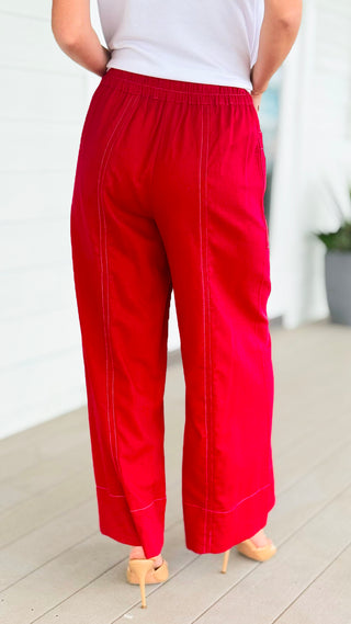 Structured Ease Pants - Red