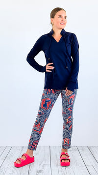 Preppy Pocket Pullover - Navy-130 Long Sleeve Tops-ARYEH-Coastal Bloom Boutique, find the trendiest versions of the popular styles and looks Located in Indialantic, FL