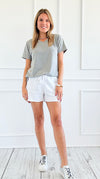 Eileen Laid-Back Luxe Lounge Shorts - White-170 Bottoms-Mono B-Coastal Bloom Boutique, find the trendiest versions of the popular styles and looks Located in Indialantic, FL